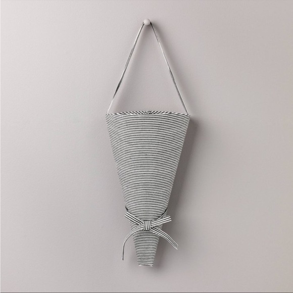 Hearth & Hand Other - Hearth & Hand Conical Striped Fabric Flower Market Tote Gray/Cream NWT